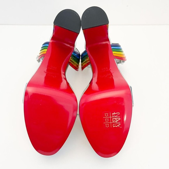 CHRISTIAN LOUBOUTIN Arkendisc Alta 130 metallic silver rainbow platform sandals - Picture 12 of 16
